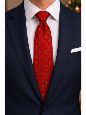 Holiday Traditions Red Christmas Tree Silk Tie By Hallmark